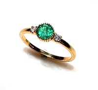 Ringe Ititoli Dame Sole Cuore Amore in Gelbgold Smeraldo AS1127#GLS